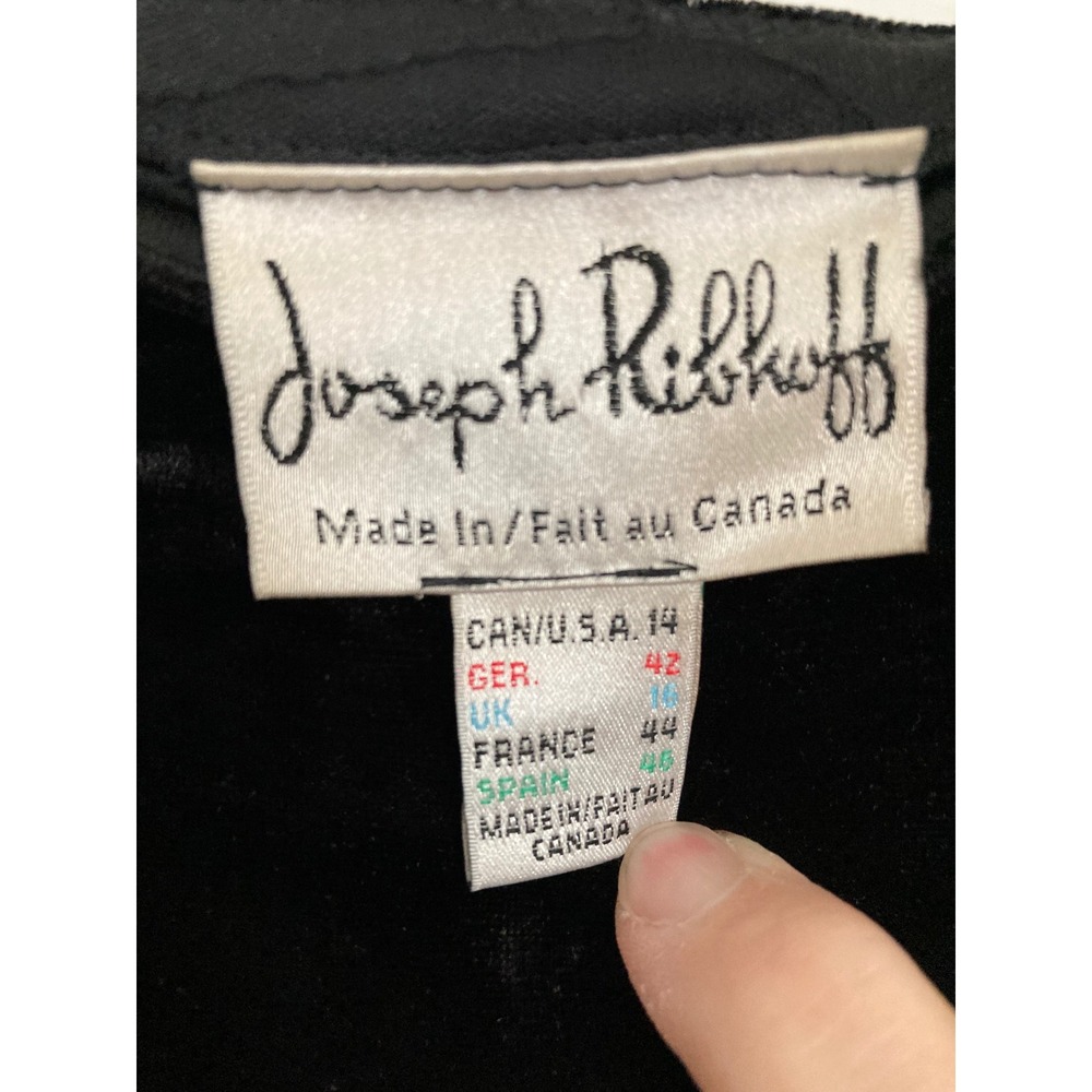 Joseph Ribkoff Black Velvet Floral Burnout Pleated Ruffle Midi Skirt 62276 Sz 14 - Picture 3 of 8